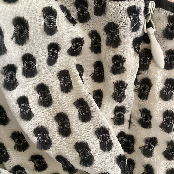 Zac Posen Silk Chiffon Swiss Dot 40’s Style Sheath Dress Black Cream 6 - Picture 12 of 12